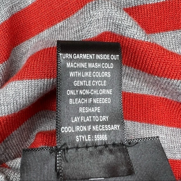 S Red And Grey Striped Sweater Long Sleeve Women’s Small Size 4 6 Stretch Top - Picture 5 of 6